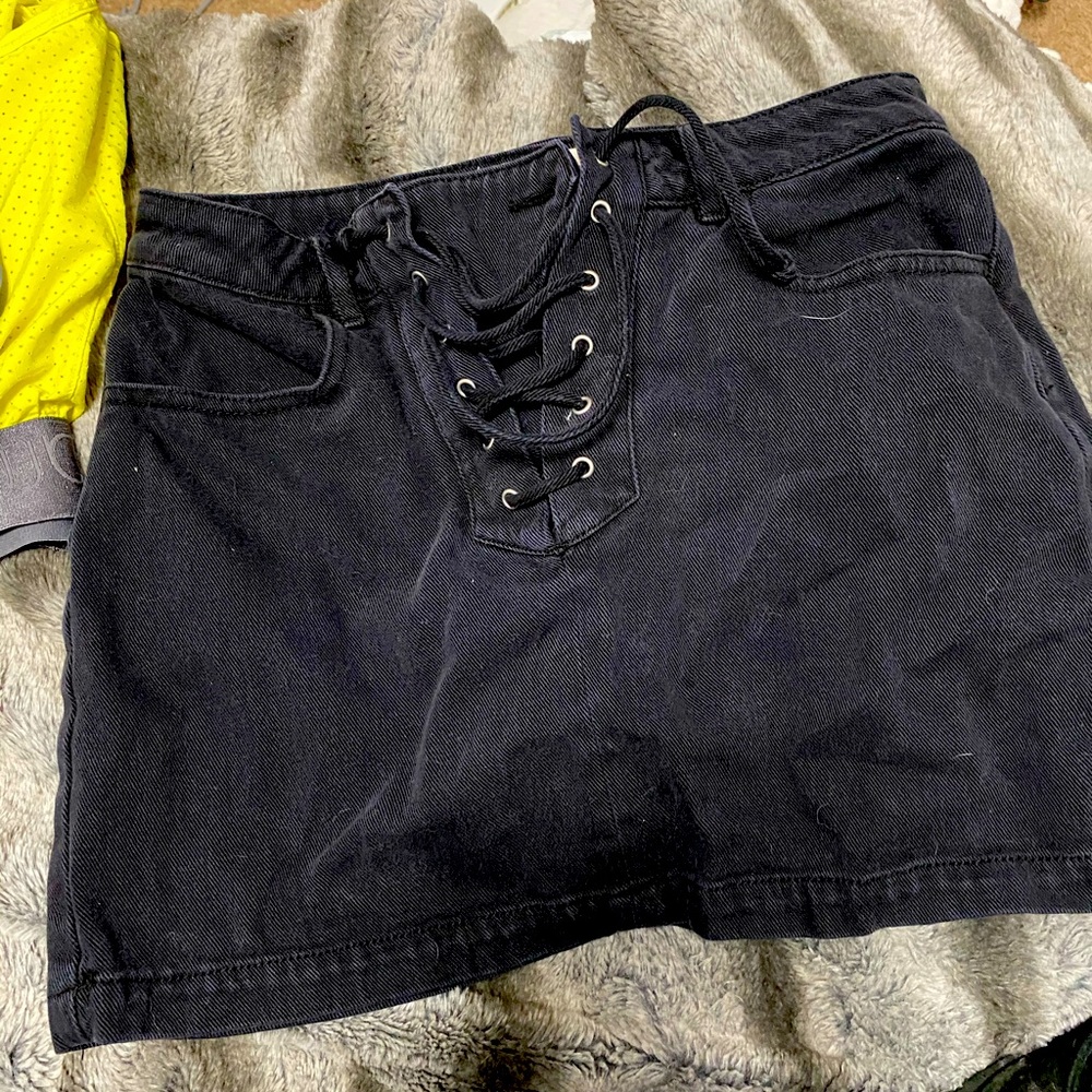 Cute tie up jean skirt